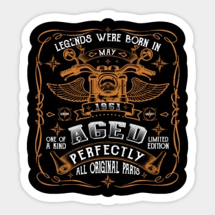 Legends Born In May 1951 70th Birthday Sticker